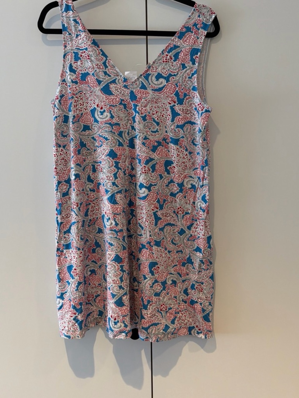 LOFT Blue & Pink Paisley V-Neck Sleeveless Mini Dress